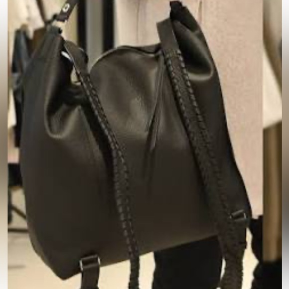 ALLSAINTS Tote Bag Backpack Brown Taupe Leather Whipstitch Straps Pre❤️ - Picture 11 of 14